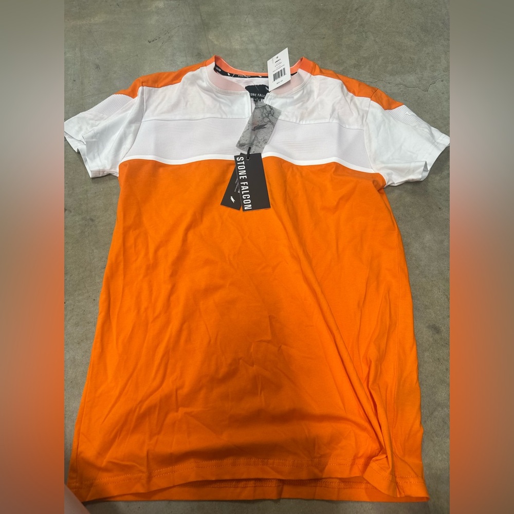 stone falcon orange shirt mens sz small/ medium nwt